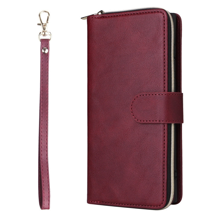For Samsung Galaxy S22 Ultra 5G 9 Card Slots Zipper Wallet Bag Leather Phone Case