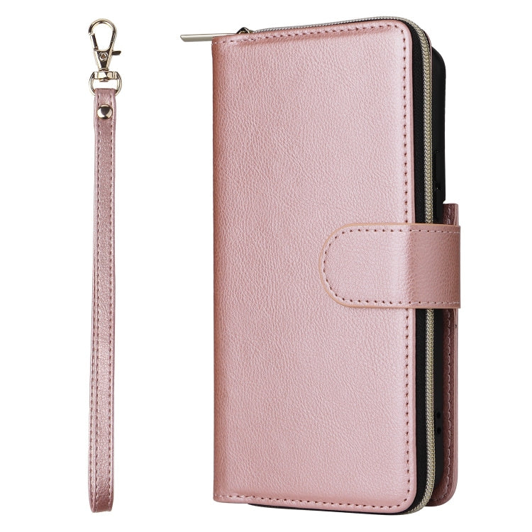 For Samsung Galaxy S22 5G 9 Card Slots Zipper Wallet Bag Leather Phone Case