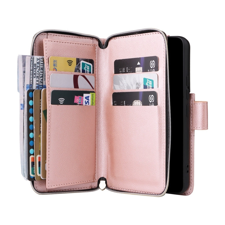 For Samsung Galaxy S22 5G 9 Card Slots Zipper Wallet Bag Leather Phone Case