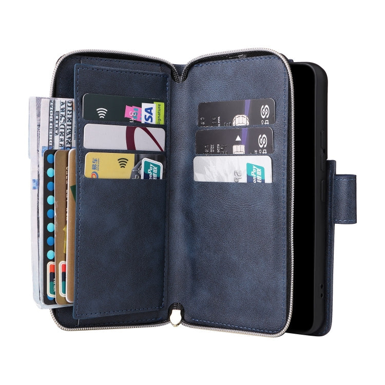 For Samsung Galaxy S22 5G 9 Card Slots Zipper Wallet Bag Leather Phone Case