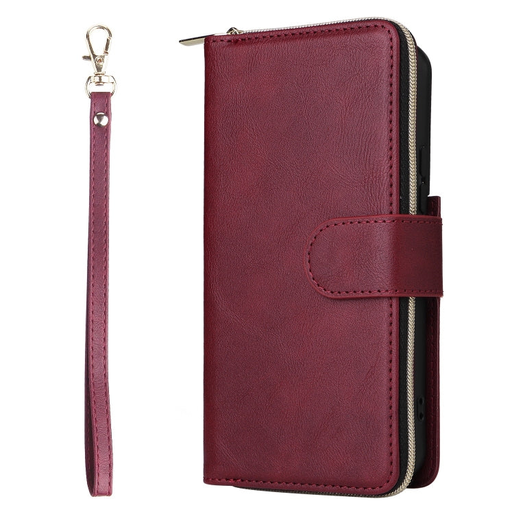 For Samsung Galaxy S22 5G 9 Card Slots Zipper Wallet Bag Leather Phone Case