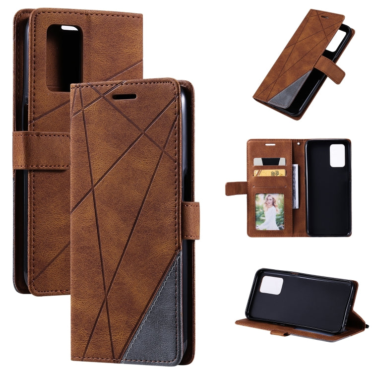 For OPPO Realme 8i Skin Feel Splicing Leather Phone Case