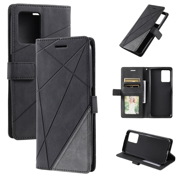 For OPPO Realme 9i Skin Feel Splicing Leather Phone Case