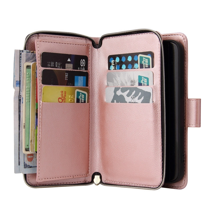 For iPhone 13 mini 9 Card Slots Zipper Wallet Bag Leather Phone Case