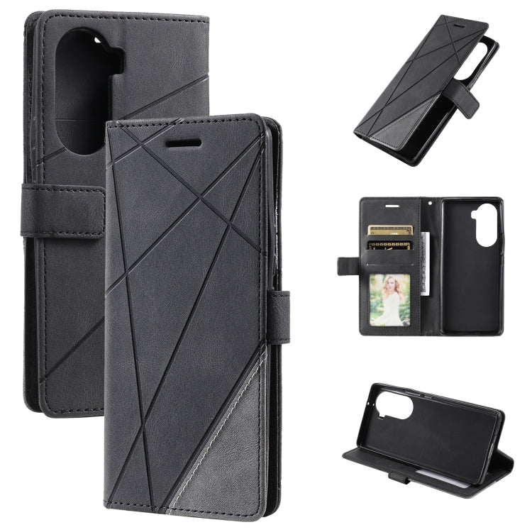 For Honor 60 Pro Skin Feel Splicing Leather Phone Case