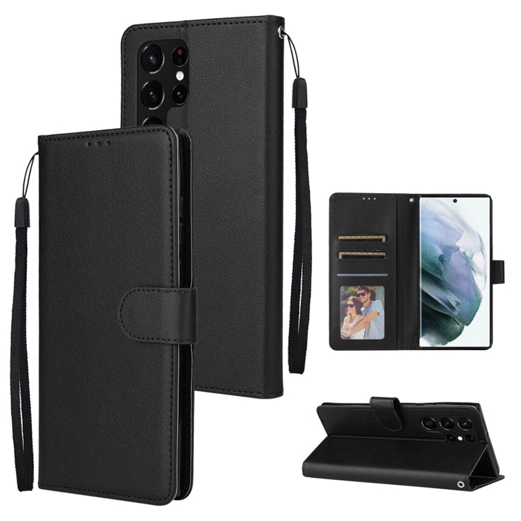 For Samsung Galaxy S22 Ultra 5G 3 Card Slots Multifunctional Leather Phone Case