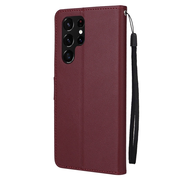 For Samsung Galaxy S22 Ultra 5G 3 Card Slots Multifunctional Leather Phone Case