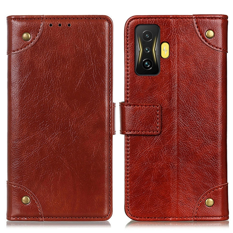 For Xiaomi Poco F4 GT 5G Copper Buckle Nappa Texture Horizontal Flip Leather Phone Case