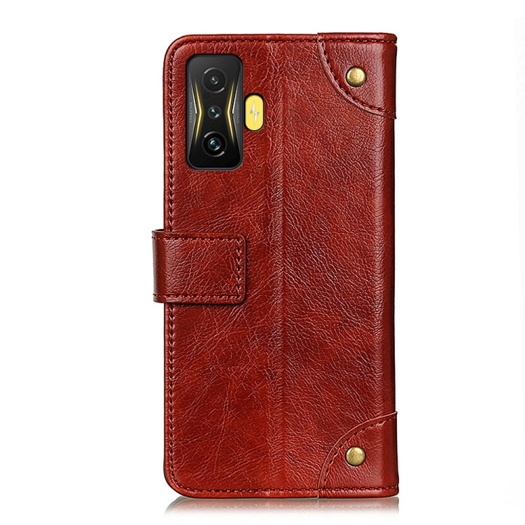 For Xiaomi Poco F4 GT 5G Copper Buckle Nappa Texture Horizontal Flip Leather Phone Case