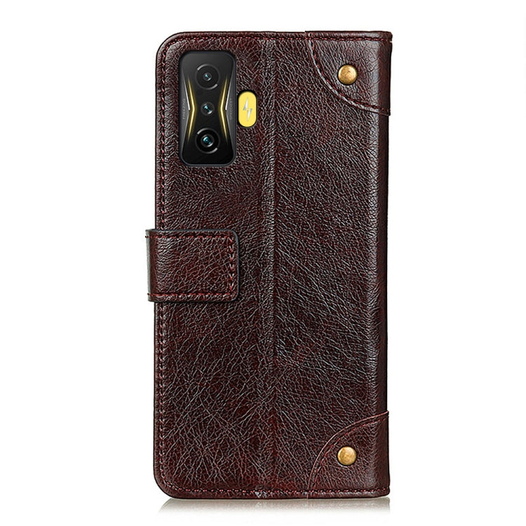 For Xiaomi Poco F4 GT 5G Copper Buckle Nappa Texture Horizontal Flip Leather Phone Case