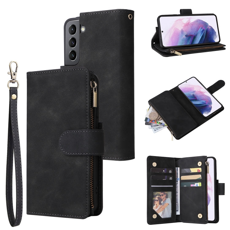 For Samsung Galaxy S22+ 5G Multifunctional Frosted Zipper Wallet Leather Phone Case