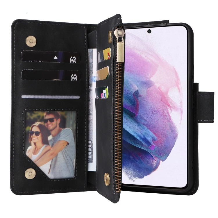 For Samsung Galaxy S22+ 5G Multifunctional Frosted Zipper Wallet Leather Phone Case