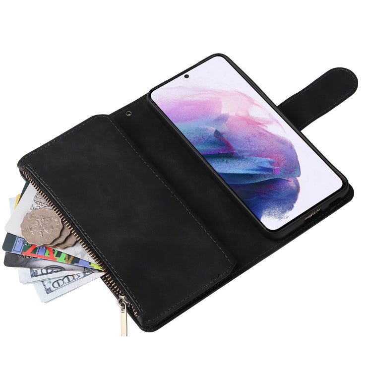 For Samsung Galaxy S22+ 5G Multifunctional Frosted Zipper Wallet Leather Phone Case