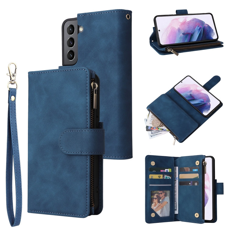 For Samsung Galaxy S22+ 5G Multifunctional Frosted Zipper Wallet Leather Phone Case