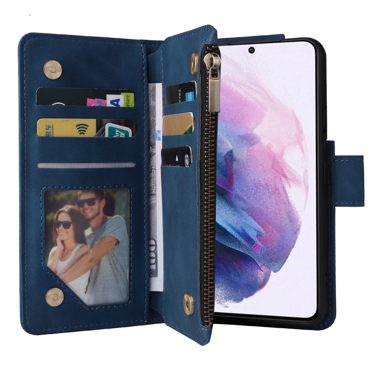 For Samsung Galaxy S22+ 5G Multifunctional Frosted Zipper Wallet Leather Phone Case