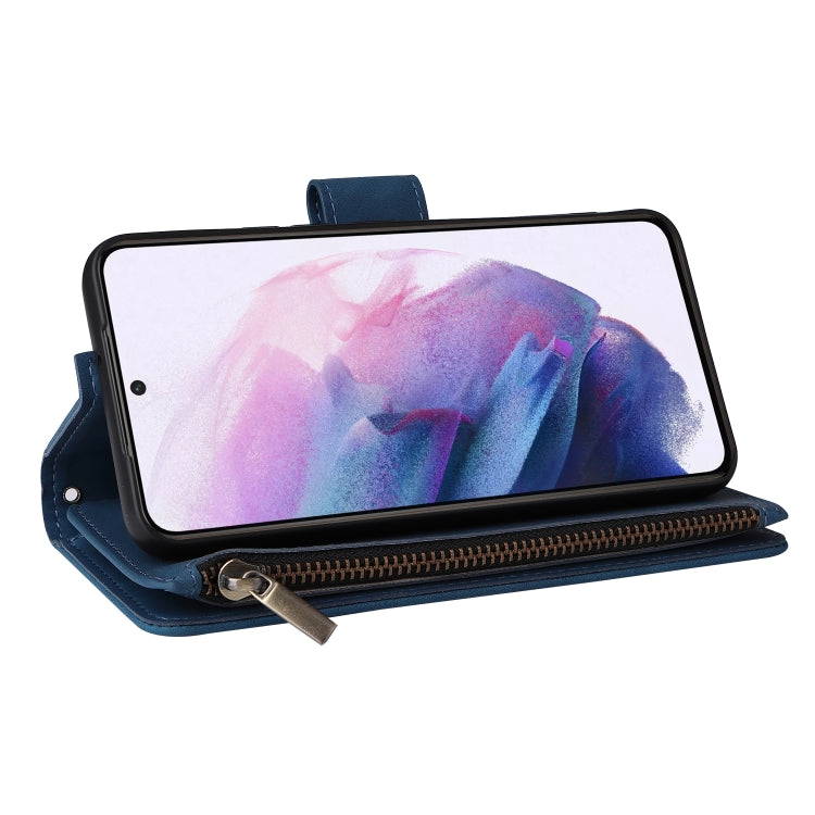 For Samsung Galaxy S22+ 5G Multifunctional Frosted Zipper Wallet Leather Phone Case