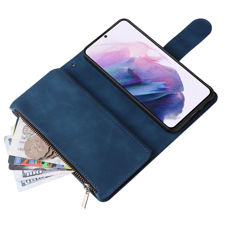 For Samsung Galaxy S22+ 5G Multifunctional Frosted Zipper Wallet Leather Phone Case