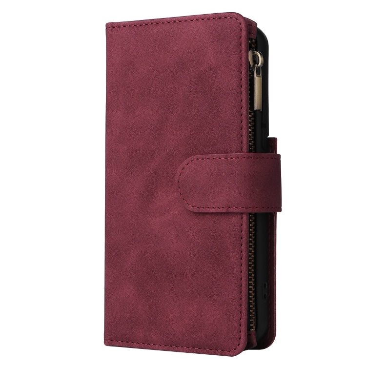 For Samsung Galaxy S22+ 5G Multifunctional Frosted Zipper Wallet Leather Phone Case
