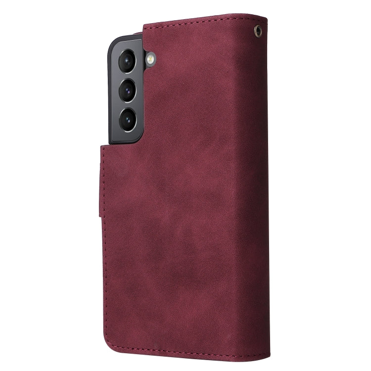 For Samsung Galaxy S22+ 5G Multifunctional Frosted Zipper Wallet Leather Phone Case