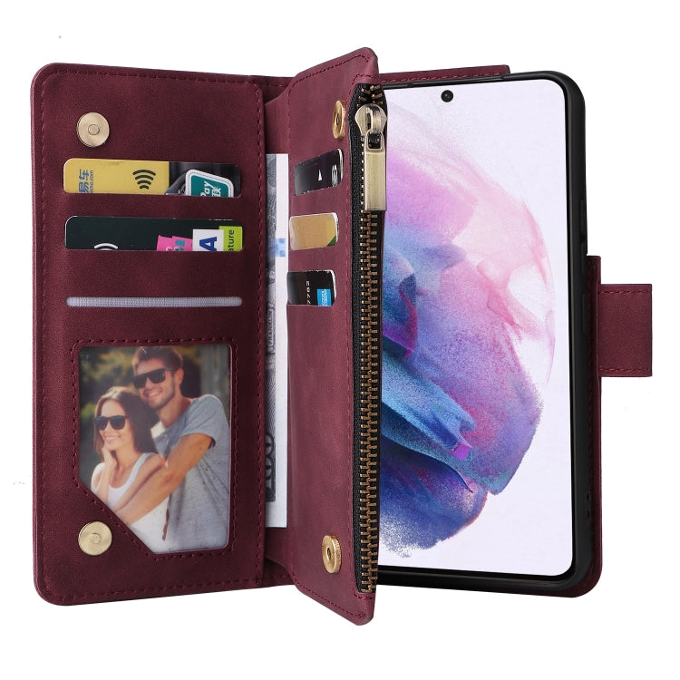 For Samsung Galaxy S22+ 5G Multifunctional Frosted Zipper Wallet Leather Phone Case