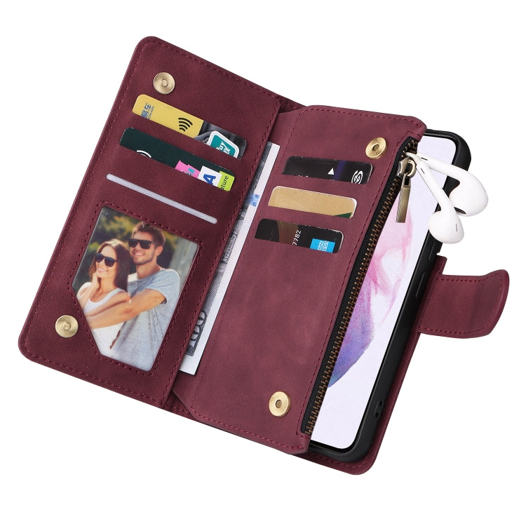 For Samsung Galaxy S22+ 5G Multifunctional Frosted Zipper Wallet Leather Phone Case