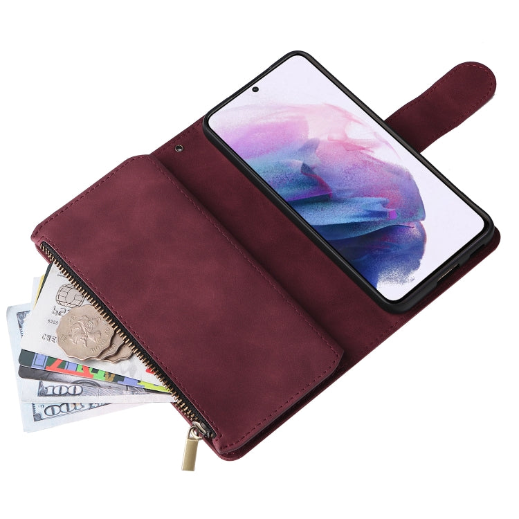 For Samsung Galaxy S22+ 5G Multifunctional Frosted Zipper Wallet Leather Phone Case