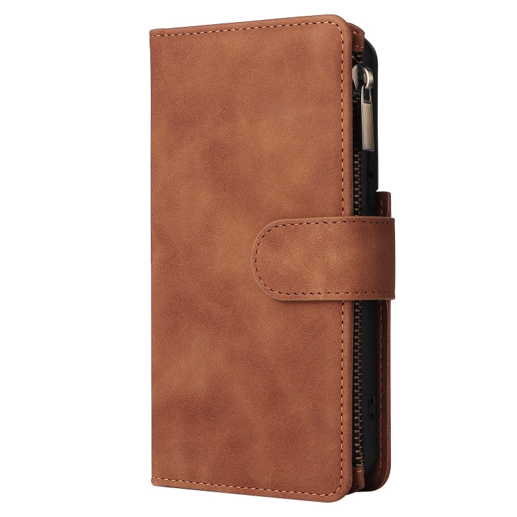 For Samsung Galaxy S22+ 5G Multifunctional Frosted Zipper Wallet Leather Phone Case