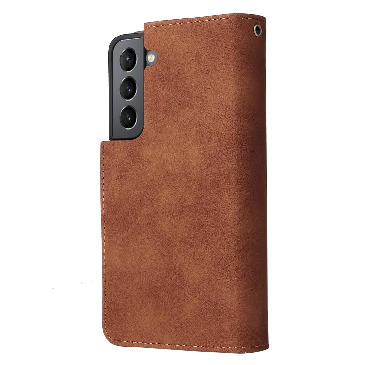 For Samsung Galaxy S22+ 5G Multifunctional Frosted Zipper Wallet Leather Phone Case