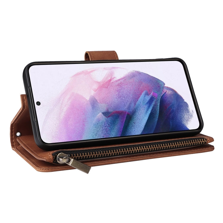 For Samsung Galaxy S22+ 5G Multifunctional Frosted Zipper Wallet Leather Phone Case