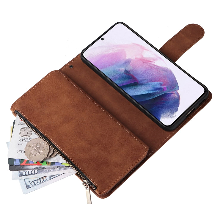 For Samsung Galaxy S22+ 5G Multifunctional Frosted Zipper Wallet Leather Phone Case