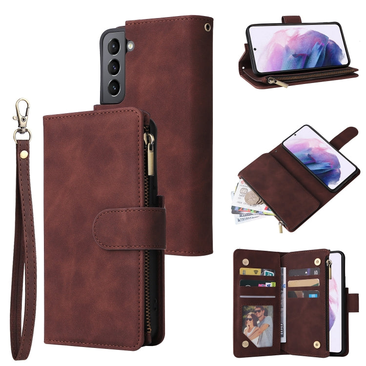For Samsung Galaxy S22+ 5G Multifunctional Frosted Zipper Wallet Leather Phone Case