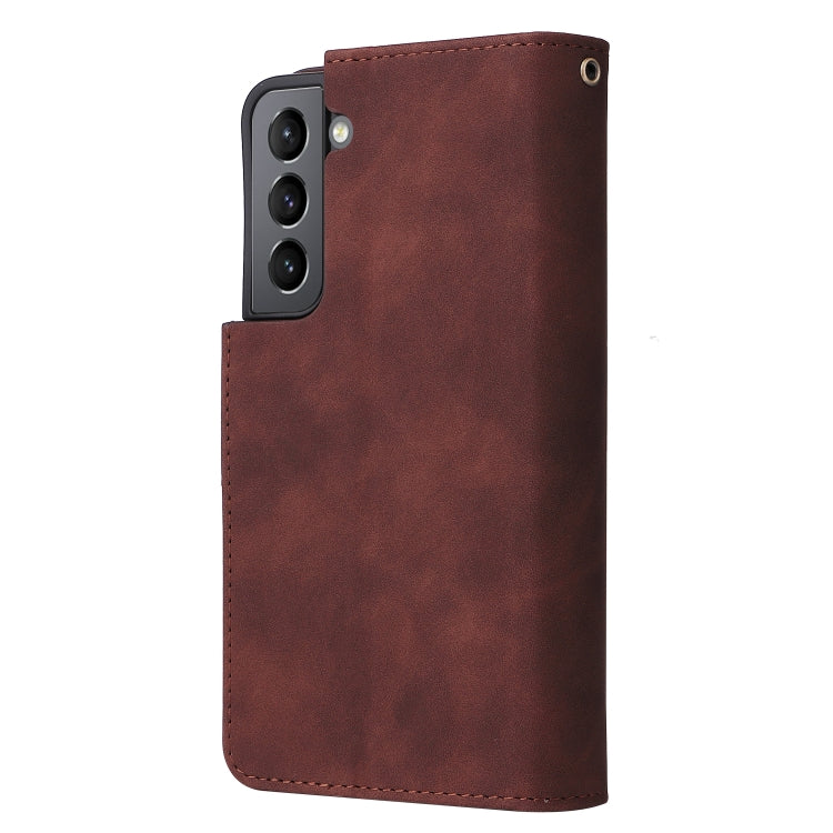 For Samsung Galaxy S22+ 5G Multifunctional Frosted Zipper Wallet Leather Phone Case