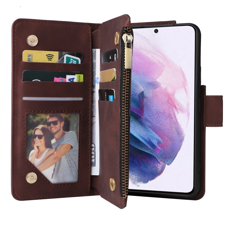 For Samsung Galaxy S22+ 5G Multifunctional Frosted Zipper Wallet Leather Phone Case