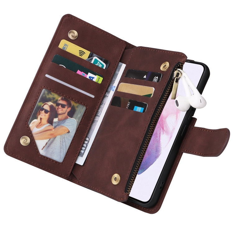 For Samsung Galaxy S22+ 5G Multifunctional Frosted Zipper Wallet Leather Phone Case