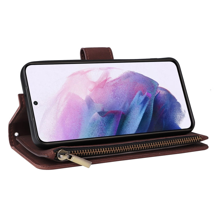 For Samsung Galaxy S22+ 5G Multifunctional Frosted Zipper Wallet Leather Phone Case