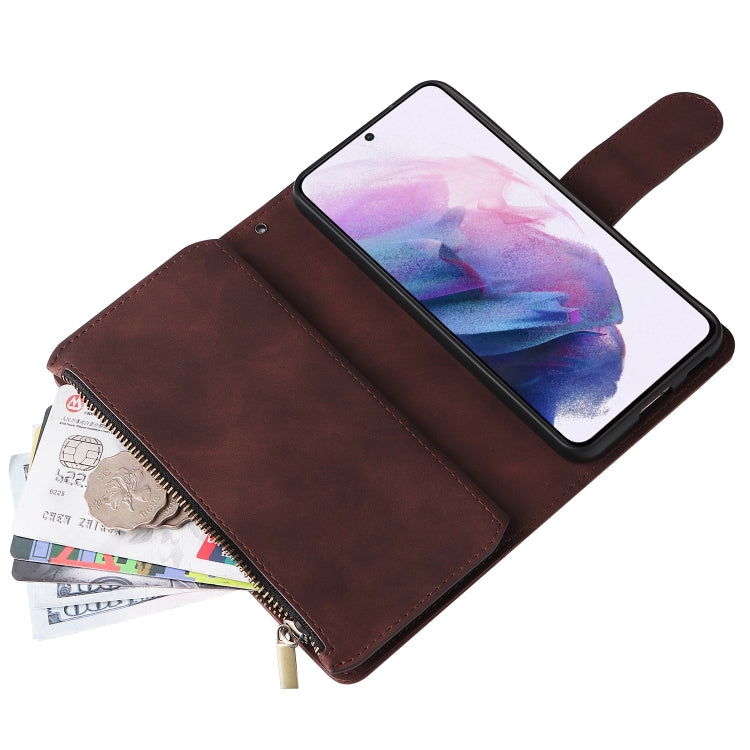 For Samsung Galaxy S22+ 5G Multifunctional Frosted Zipper Wallet Leather Phone Case