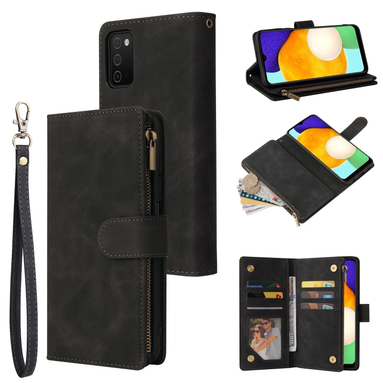 For Samsung Galaxy A03s 166.5mm Multifunctional Frosted Zipper Wallet Leather Phone Case