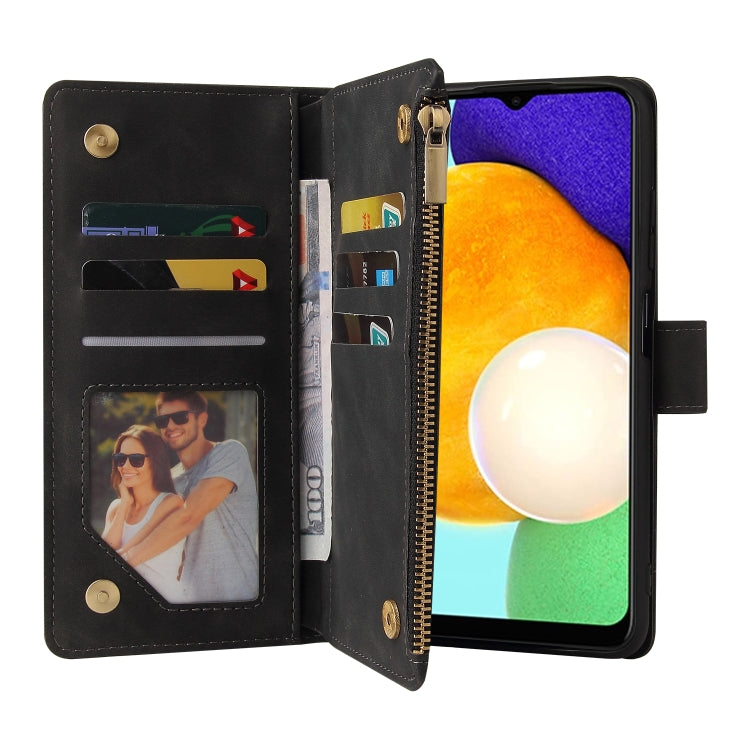 For Samsung Galaxy A03s 166.5mm Multifunctional Frosted Zipper Wallet Leather Phone Case