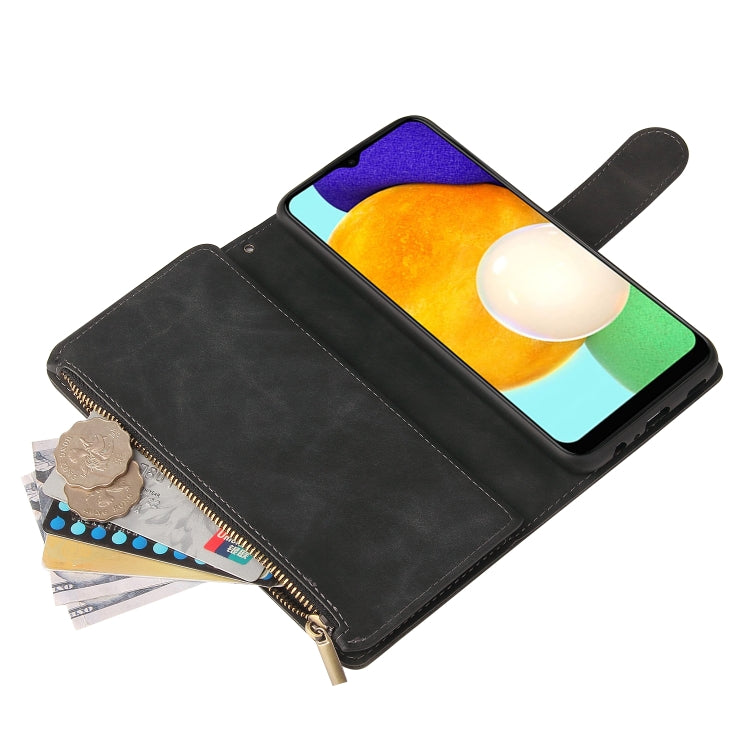 For Samsung Galaxy A03s 166.5mm Multifunctional Frosted Zipper Wallet Leather Phone Case