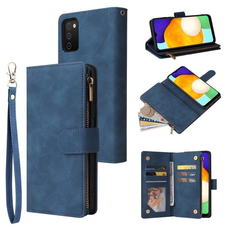 For Samsung Galaxy A03s 166.5mm Multifunctional Frosted Zipper Wallet Leather Phone Case