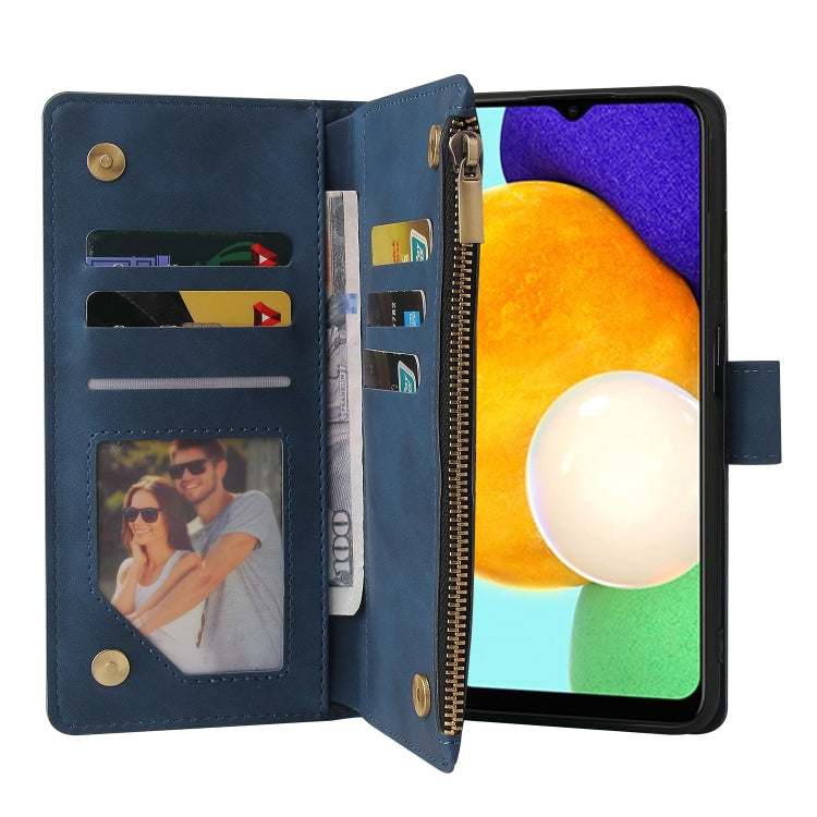 For Samsung Galaxy A03s 166.5mm Multifunctional Frosted Zipper Wallet Leather Phone Case