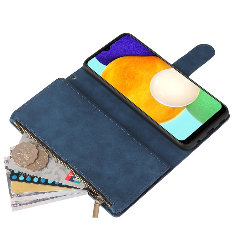 For Samsung Galaxy A03s 166.5mm Multifunctional Frosted Zipper Wallet Leather Phone Case