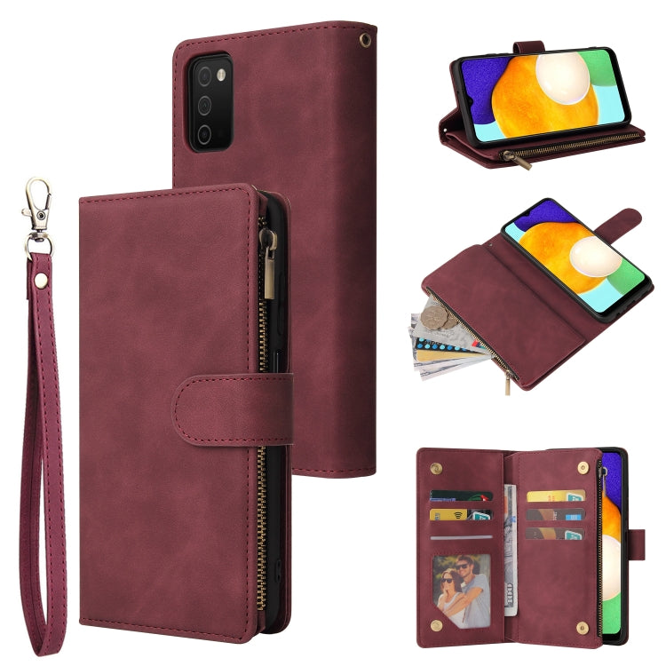 For Samsung Galaxy A03s 166.5mm Multifunctional Frosted Zipper Wallet Leather Phone Case