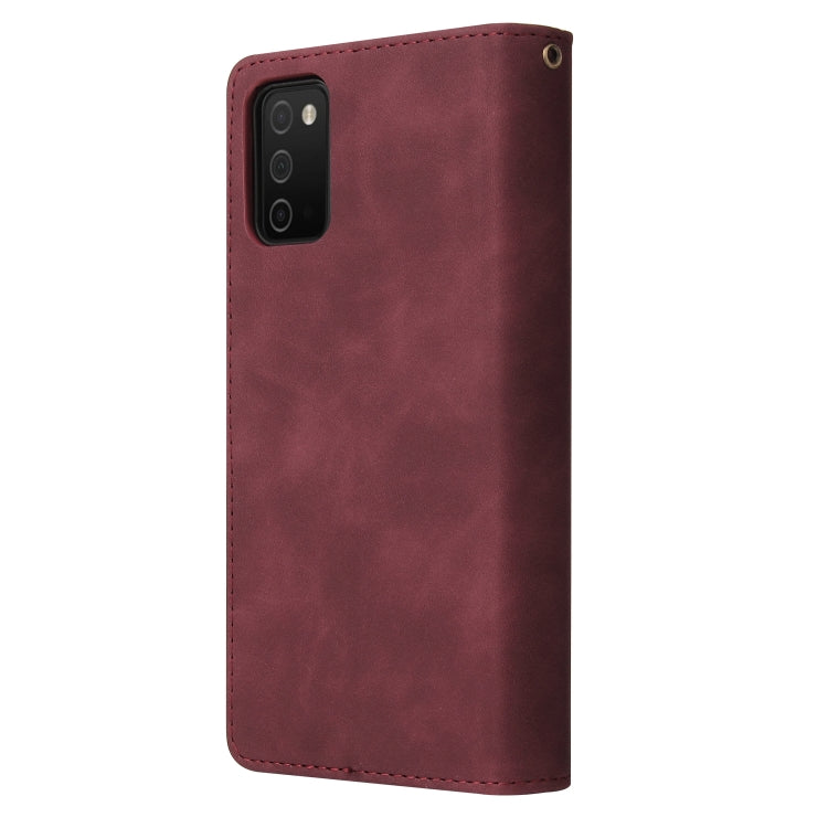 For Samsung Galaxy A03s 166.5mm Multifunctional Frosted Zipper Wallet Leather Phone Case