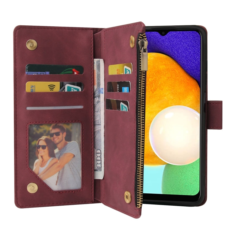 For Samsung Galaxy A03s 166.5mm Multifunctional Frosted Zipper Wallet Leather Phone Case
