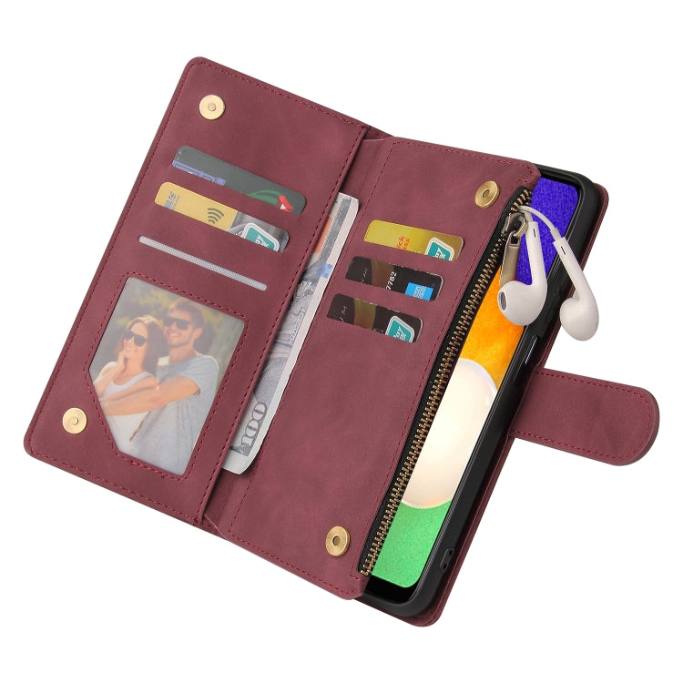 For Samsung Galaxy A03s 166.5mm Multifunctional Frosted Zipper Wallet Leather Phone Case