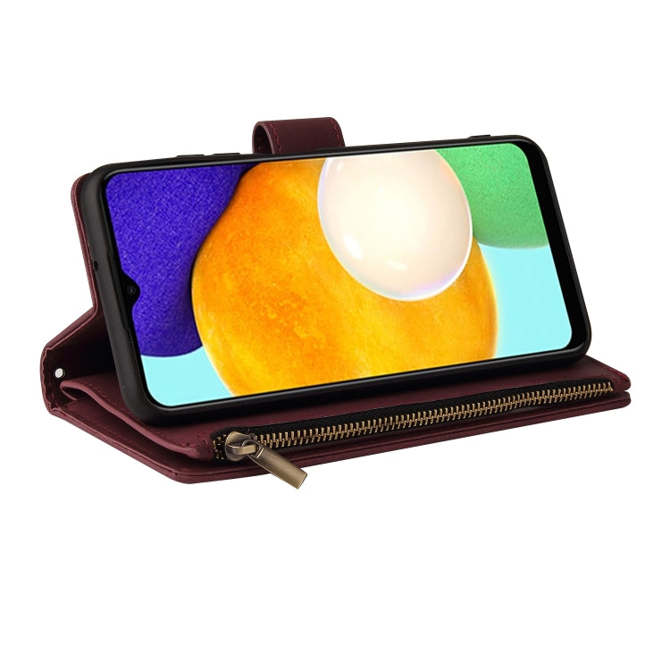 For Samsung Galaxy A03s 166.5mm Multifunctional Frosted Zipper Wallet Leather Phone Case