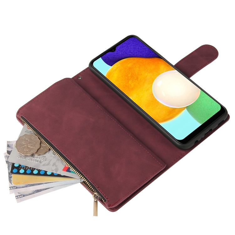 For Samsung Galaxy A03s 166.5mm Multifunctional Frosted Zipper Wallet Leather Phone Case