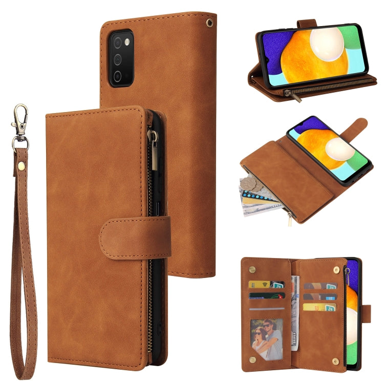 For Samsung Galaxy A03s 166.5mm Multifunctional Frosted Zipper Wallet Leather Phone Case