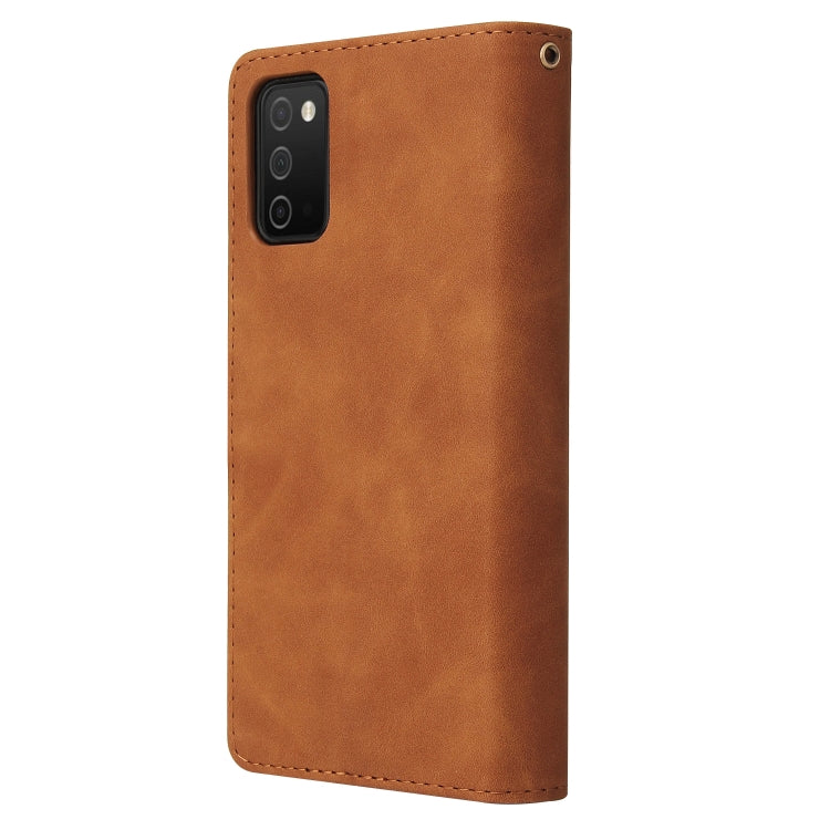 For Samsung Galaxy A03s 166.5mm Multifunctional Frosted Zipper Wallet Leather Phone Case